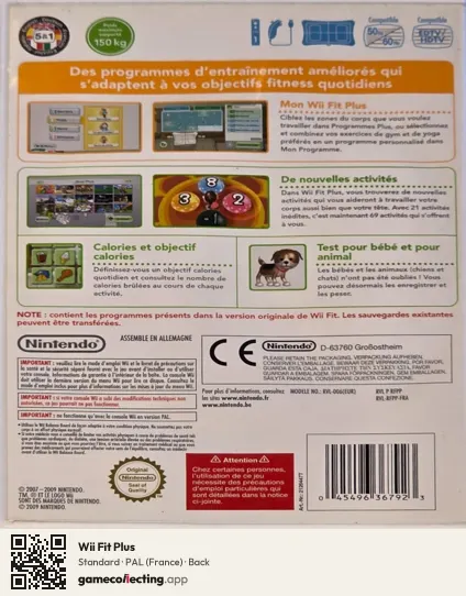 Wii Fit Plus Nintendo Wii, France box back