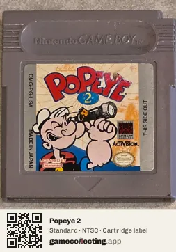 Popeye 2 Game Boy, NTSC cartridge label