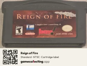 Reign of Fire Game Boy Advance, NTSC cartridge label