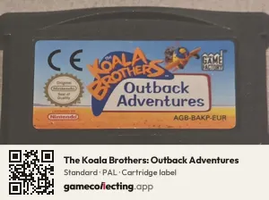 The Koala Brothers: Outback Adventures Game Boy Advance, PAL cartridge label
