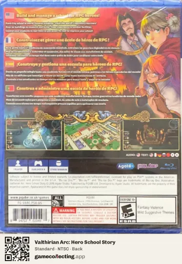 Valthirian Arc: Hero School Story PlayStation 4, NTSC box back