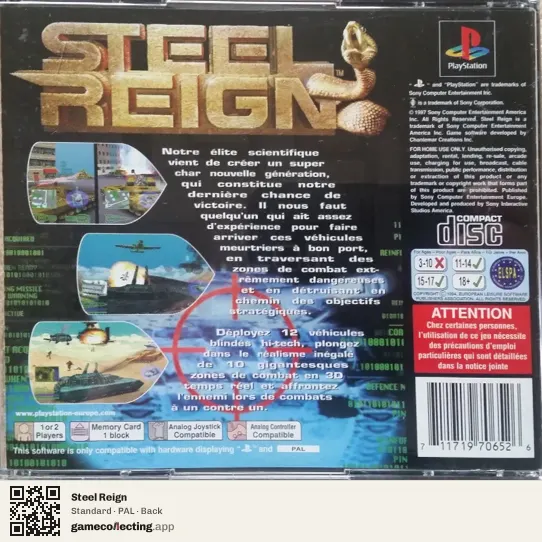 Steel Reign PlayStation, PAL box back