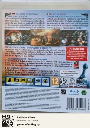 Battle vs. Chess PlayStation 3, PAL box back