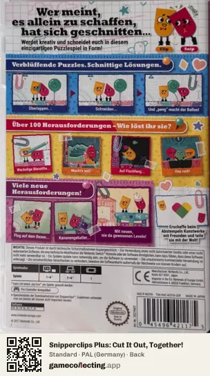 Snipperclips Plus: Cut It Out, Together! Nintendo Switch, Germany box back