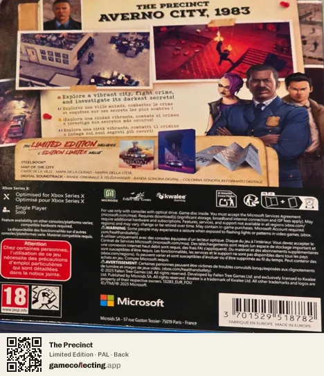 The Precinct Xbox Series X, PAL box back