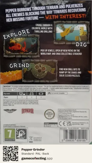 Pepper Grinder Nintendo Switch, PAL box back