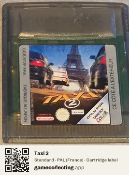 Taxi 2 Game Boy Color, PAL cartridge label
