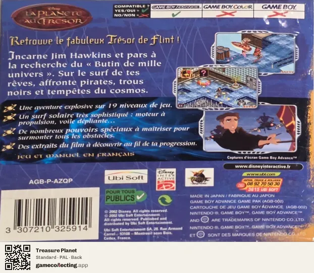 Treasure Planet Game Boy Advance, PAL box back