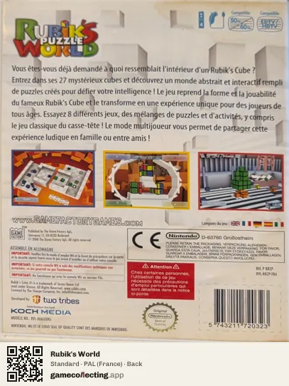 Rubik's World Nintendo Wii, France box back