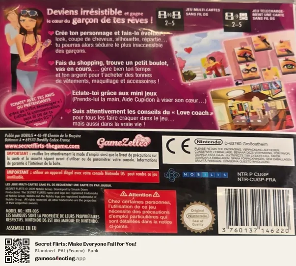 Secret Flirts: Make Everyone Fall for You! Nintendo DS, France box back