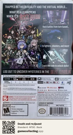 Death end re;Quest Nintendo Switch, NTSC box back
