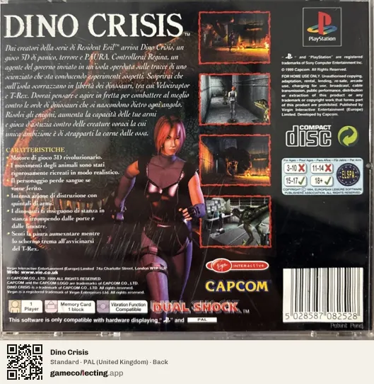 Dino Crisis PlayStation, United Kingdom box back