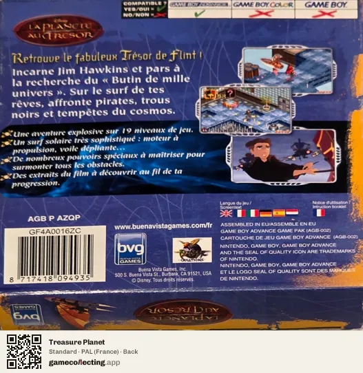 Treasure Planet Game Boy Advance, France box back