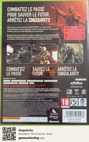 Singularity Xbox 360, France box back