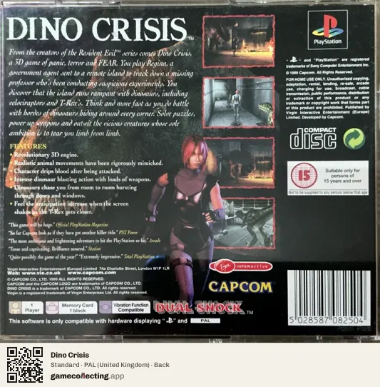 Dino Crisis PlayStation, United Kingdom box back