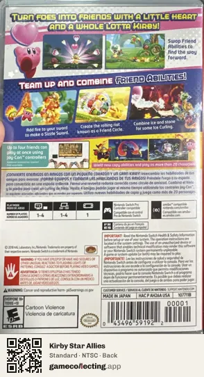 Kirby Star Allies Nintendo Switch, NTSC box back