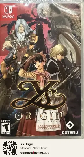 Ys Origin Nintendo Switch, NTSC box front