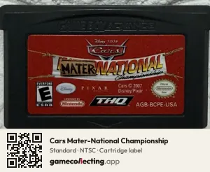 Cars Mater-National Championship Game Boy Advance, NTSC cartridge label