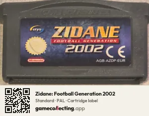 Zidane: Football Generation 2002 Game Boy Advance, PAL cartridge label