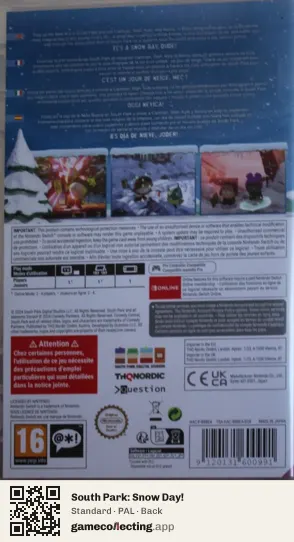 South Park: Snow Day! Nintendo Switch, PAL box back