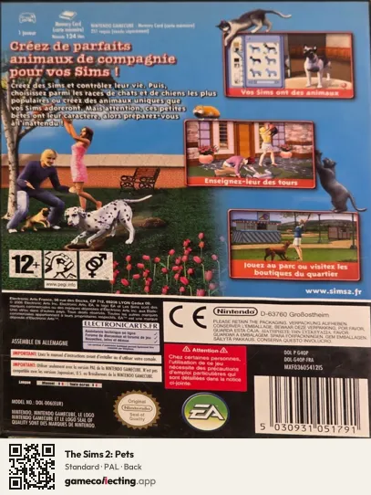 The Sims 2: Pets Nintendo GameCube, PAL box back
