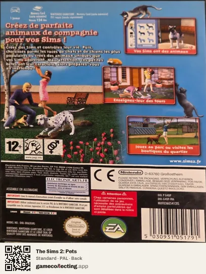The Sims 2: Pets Nintendo GameCube, PAL box back