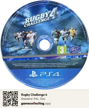 Rugby Challenge 4 PlayStation 4, PAL disc