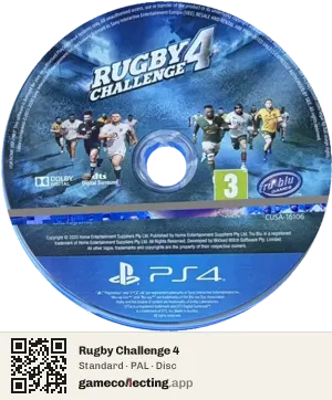 Rugby Challenge 4 PlayStation 4, PAL disc