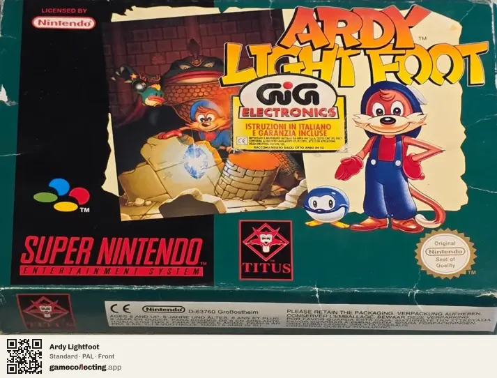 Ardy Lightfoot Super Nintendo Entertainment System, PAL box front