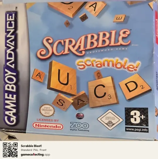 Scrabble Blast! Game Boy Advance, PAL box front