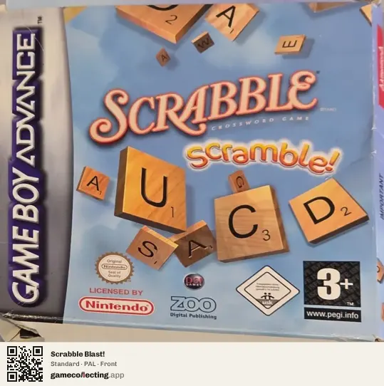 Scrabble Blast! Game Boy Advance, PAL box front