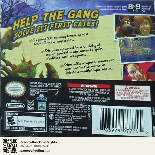 Scooby-Doo! First Frights Nintendo DS, NTSC box back