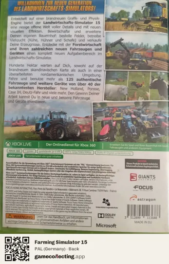 Farming Simulator 15 Xbox 360, Germany box back
