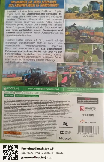 Farming Simulator 15 Xbox 360, Germany box back
