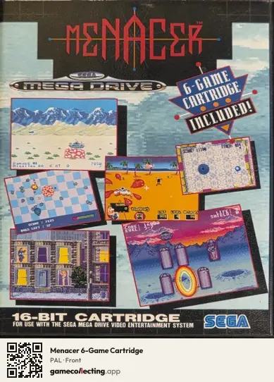 Menacer 6-Game Cartridge Sega Mega Drive / Genesis, PAL box front
