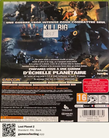 Lost Planet 2 Xbox 360, PAL box back