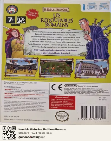 Horrible Histories: Ruthless Romans Nintendo Wii, France box back