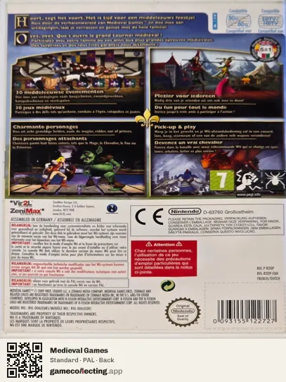 Medieval Games Nintendo Wii, PAL box back