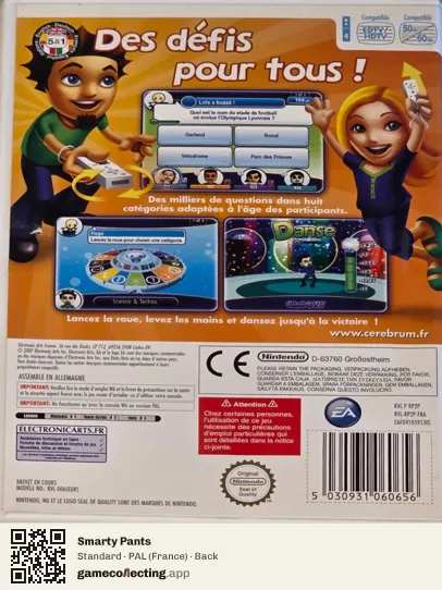 Smarty Pants Nintendo Wii, France box back