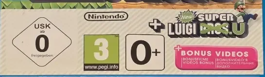 New Super Mario Bros. U + New Super Luigi U, the USK square on its front