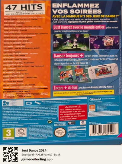 Just Dance 2014 Nintendo Wii U, France box back