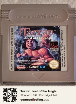 Tarzan: Lord of the Jungle Game Boy, PAL cartridge label