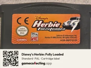 Disney's Herbie: Fully Loaded Game Boy Advance, PAL cartridge label