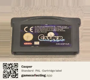 Casper Game Boy Advance, PAL cartridge label