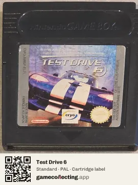 Test Drive 6 Game Boy Color, PAL cartridge label