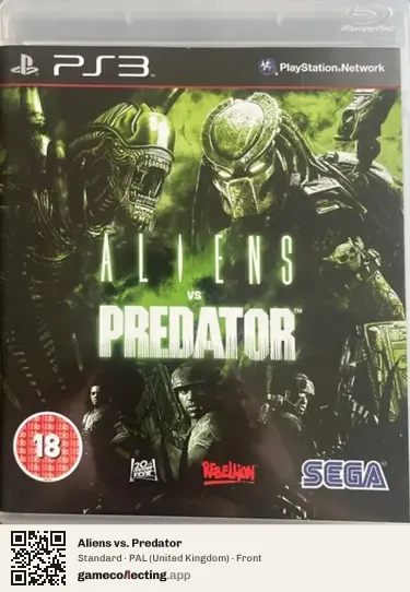 Aliens vs. Predator PlayStation 3, United Kingdom box front