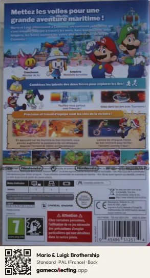 Mario & Luigi: Brothership Nintendo Switch, France box back
