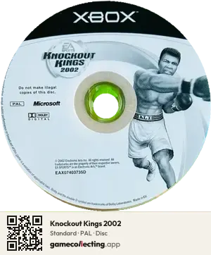 Knockout Kings 2002 Xbox, PAL disc