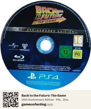 Back to the Future: The Game PlayStation 4, PAL disc