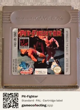 Pit-Fighter Game Boy, PAL cartridge label